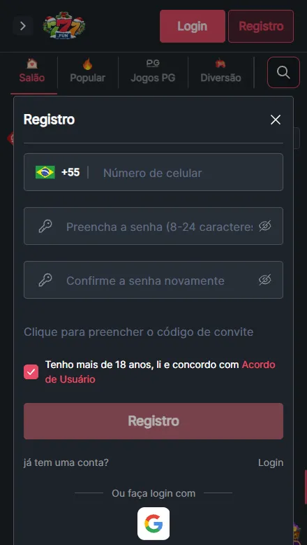 Como criar conta na 777bet e resgatar o bônus de cadastro